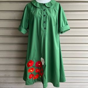 •Wayward Fancies eShakti• Custom Embroidered Poppies Dress - Size 2X